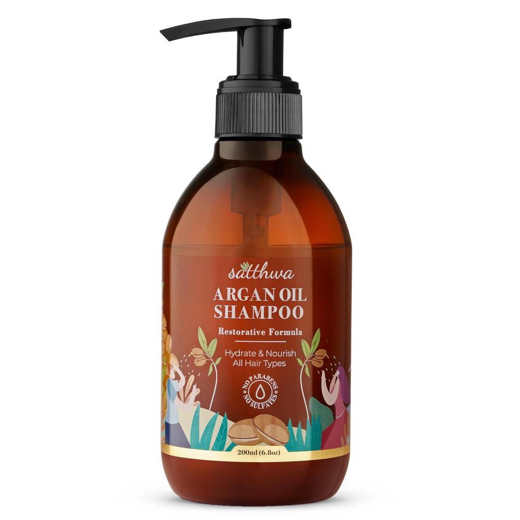 Satthwa Argan Oil Shampoo Helps for Dandruff & Dry Scalp, Mild Daily, Frizz Free, Shiny and Damage Hair - For Men & Women (200ml)