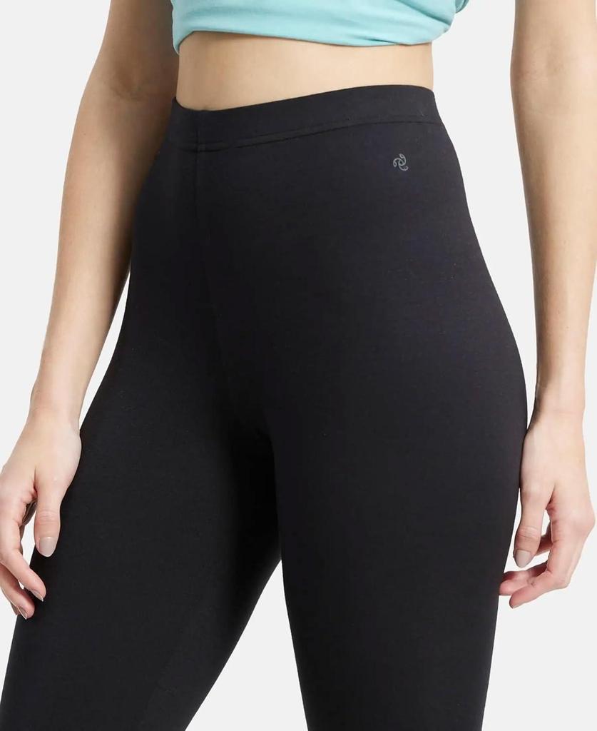 Women's Super Combed Cotton Elastane Stretch High Rise Leggings with Ultrasoft Waistband