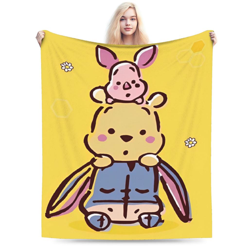 Winnie the Pooh Blanket Cute Cartoon Flannel Awesome Warm Throw Blankets for Bedding Lounge Spring Autumn
