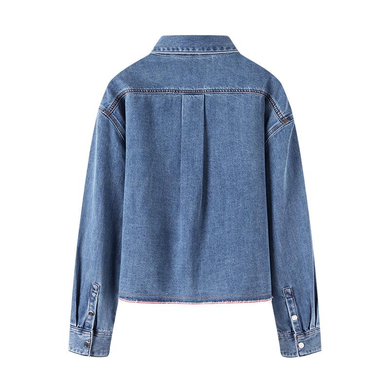 Navigare Women's Slimming Lapel Long-Sleeve Denim Shirt