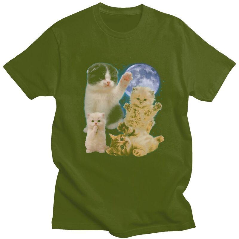 Cute Kittens Cat Moon Cosmic Printed T Shirt for Unisex Pure Cotton Tshirts Fashion Streetwaer Short Sleeve Tee Shirt