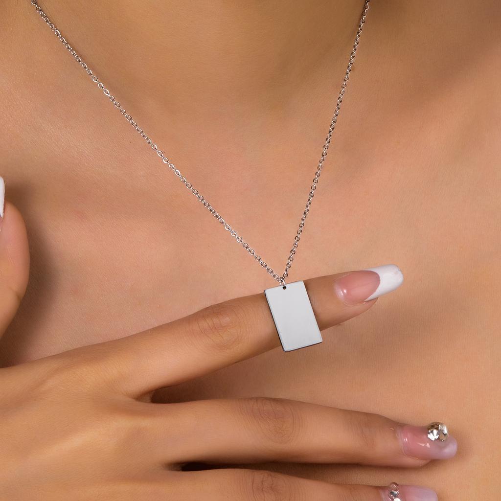 Charm Geometric Pendant for Necklaces Stainless Steel DIY Engraving Lettering Accessories Women's Fashion Personality Jewelry