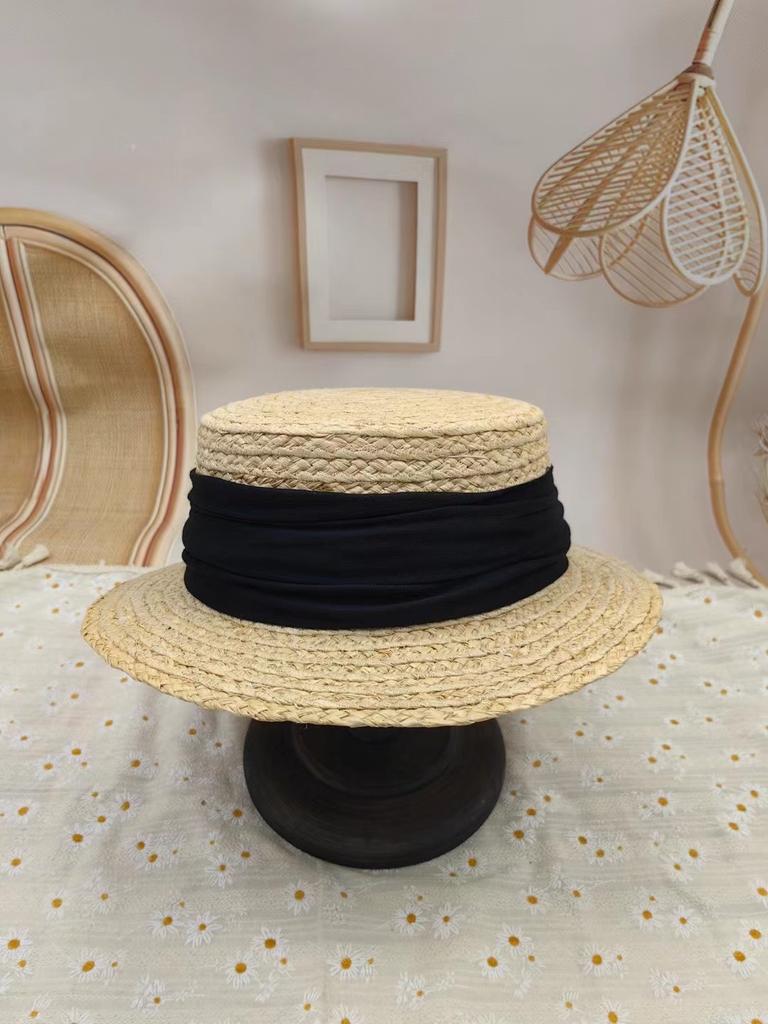 Dale Lafite Straw Hat Spring French Flat Top Hat Woven British Holiday Sun Hat Sunscreen Top Hat