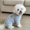 Cartoon Patch Maltese Cotton Coat, Winter Four-Legged Dog Clothes, Striped Warm Jumpsuit for Small & Medium Dogs, Pet Outfit wit