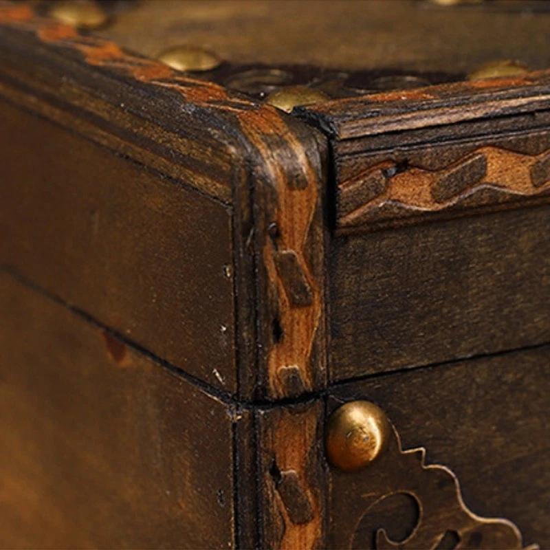 Wooden Jewelry Box Container Craft Box Organizer Holiday Treasure Props Gift Box