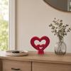 Yousheng 3D Printed Love Heart Figurine, Hollow Double Red Love Heart Statue, Heart Shape Desktop Decoration, Romantic Gifts for Valentines Day