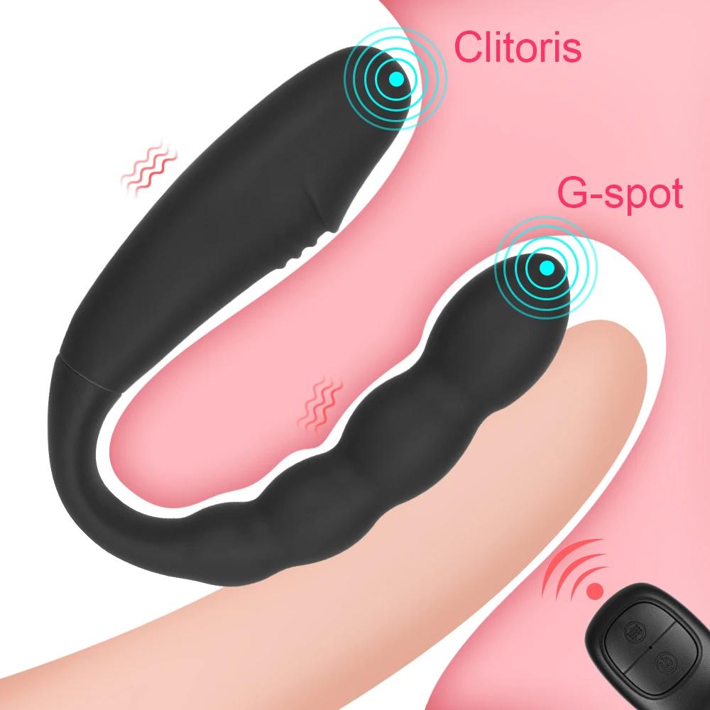 2 In 1 Dildo Anal Plug Vibrators For Women Nipple Clit Clamps Butt Dilator Female Masturbator Cordless Sex Toys Adults 18 Erotic