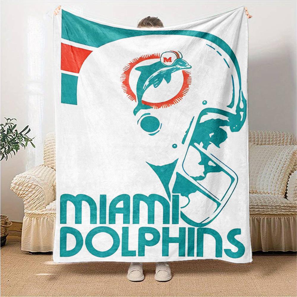 1pc Blanket - Miami Dolphins Logo Print Design,Lightweight Blanket for Sofa,Bed- Soft &Warm,Gift for All Seasons