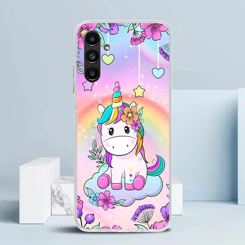 Pink Unicorn Rainbow Phone Case For Samsung Galaxy A17 A37 A57 A16 A15 A14 A13 A56 A55 A54 A53 A36 A35 A34 A33 A26 A25 A24 A23 G