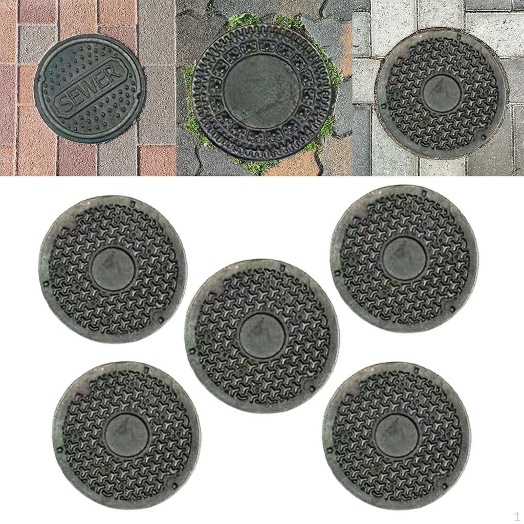 5 Pieces 1/64 Manhole Cover Models Miniature Covers Decorative for Collectors Mini