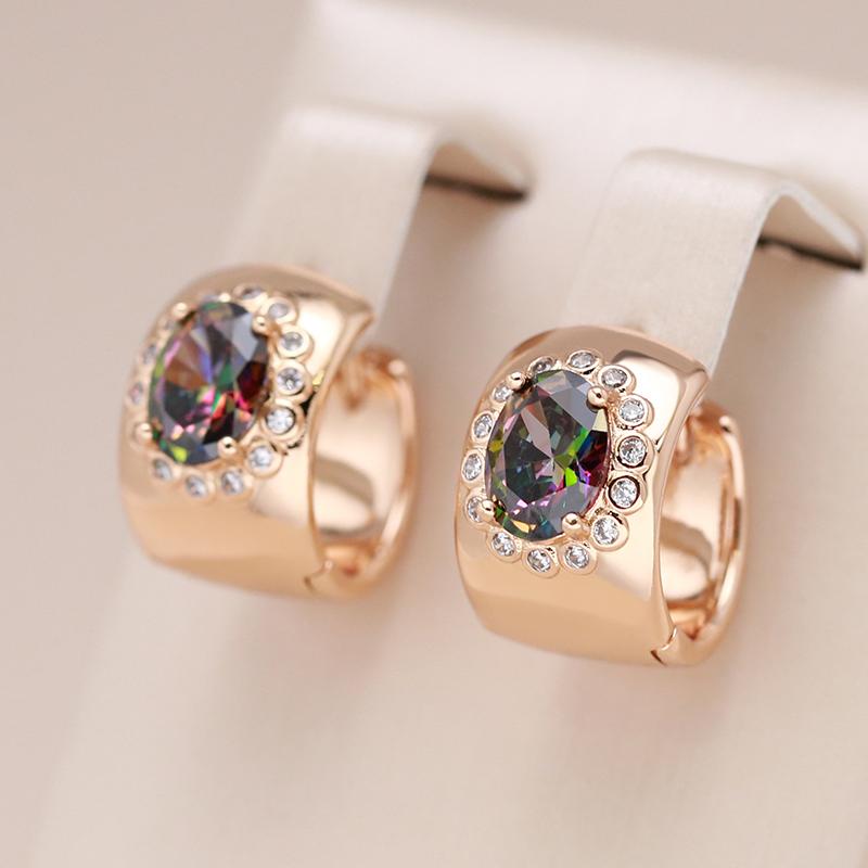 Fashion Colorful Natural Zircon Big Drop Earrings For Women Rose Gold Color Fashion Party Daily Jewelry Accessories