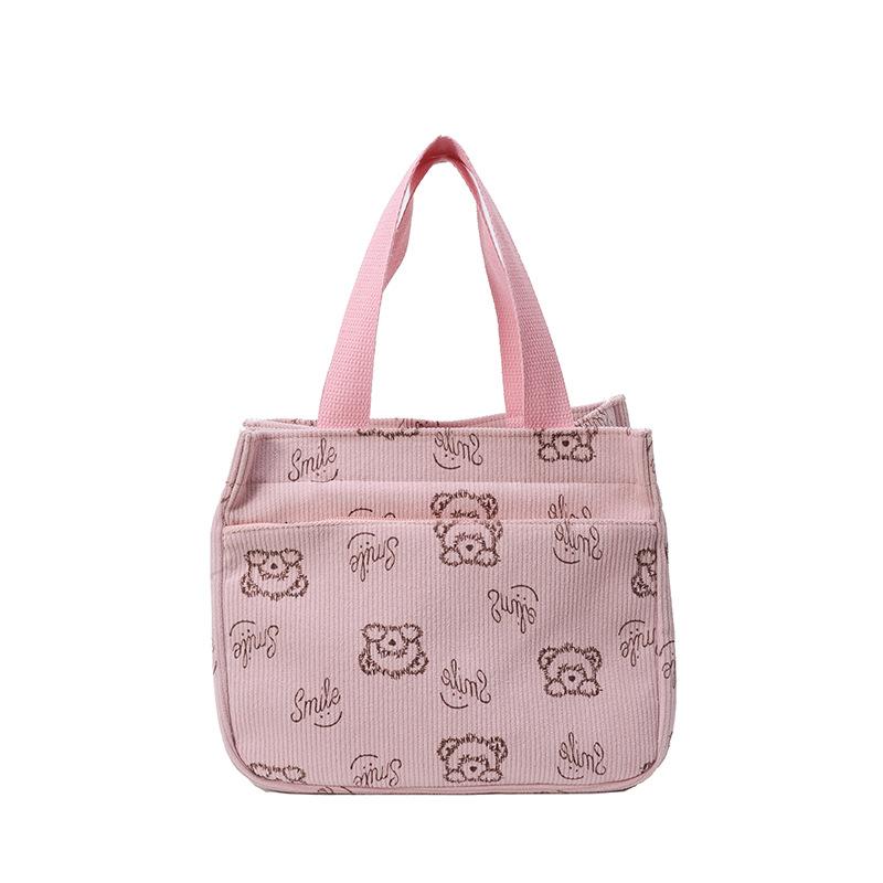 Маленькая свежая и милая сумочка Сумка большой вместимости Сумка для ланч-бокса офисного работника Простая и модная маленькая квадратная сумка Женская сумка розовый