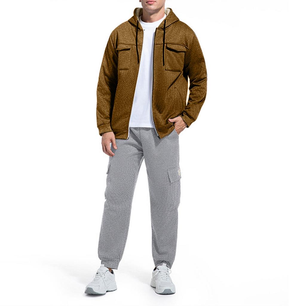 Herren Waverg Reißverschlusstasche Umlegekragen Selbstkultivierung Strickjacke Jacke Set