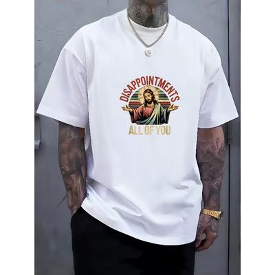 T-Shirt Meme Taglie Europee | Maglietta Nera Regular Fit a Manica Corta con Girocollo e Stampa Cristiana Umoristica, Adatta per Abbigliamento Casual da Uomo