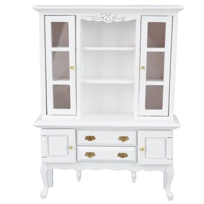 Miniaturowa szafka drewniana 1/12 Skala Domek dla lalek Regał na książki Szafka z otwieranymi drzwiami szufladą do pokoju Bordowy