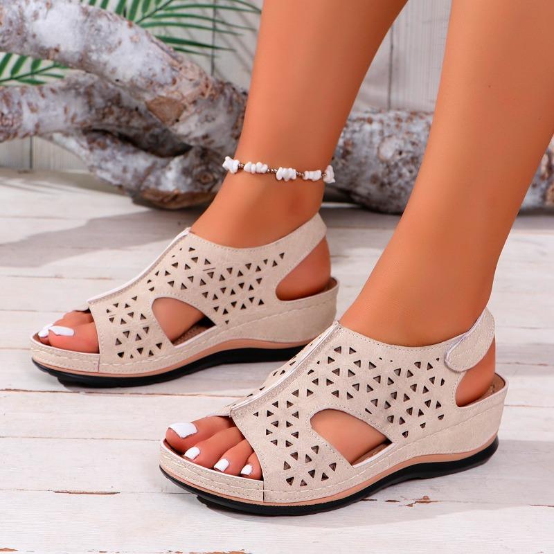 Fashion 2024 Brand Ladies Shoes Peep Toe Women's Sandals Fashion Plus Size Solid  Casual Sandals Women Summer Hollow Out Wedge Sandals