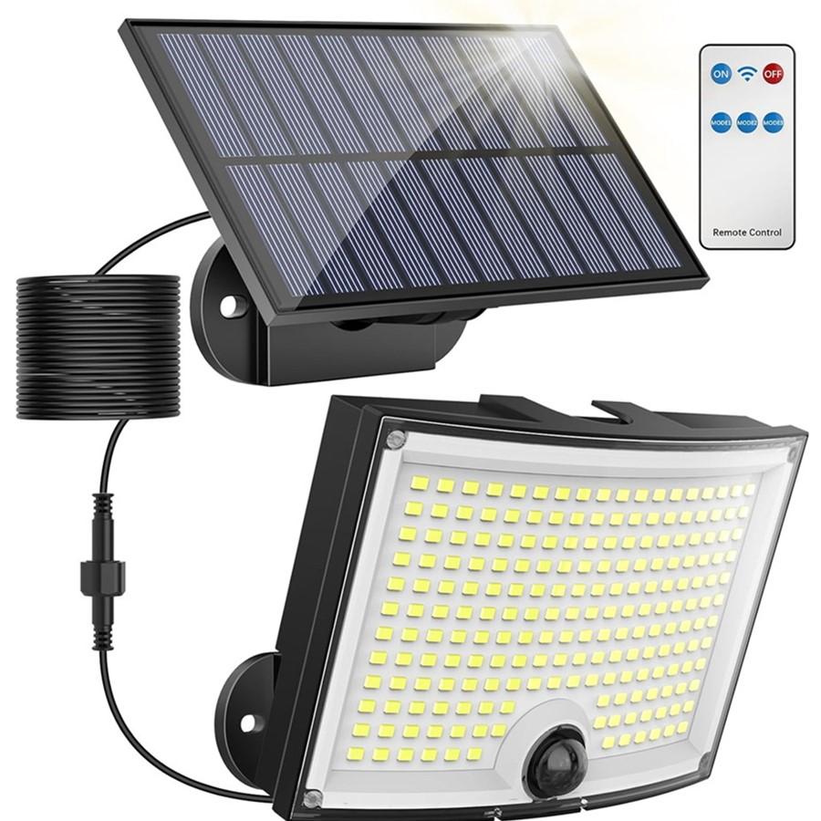 228LED Solar Street Lights Outdoor Waterproof with PIR Motion Sensor Wall Lamp 3 Lighting Mode Garden Patio Solar Powered Light