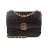 Britten Crocodile Pattern Chain Double T Logo Leather Shoulder Crossbody Bag Small Women Bags Chocolate 141029-206