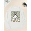 Men's Alpaca Print Casual Crewneck Sweatshirt 100% Cotton Printed Long-Sleeve Crew Neck Pullover