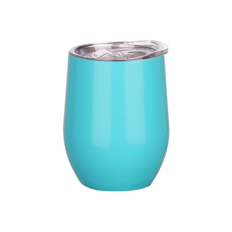 304 Stainless Steel Double-Layer Vacuum Insulated 12oz Egg-Shaped Cup, Portable U-Shaped Design with Heat Sublimation Spray.