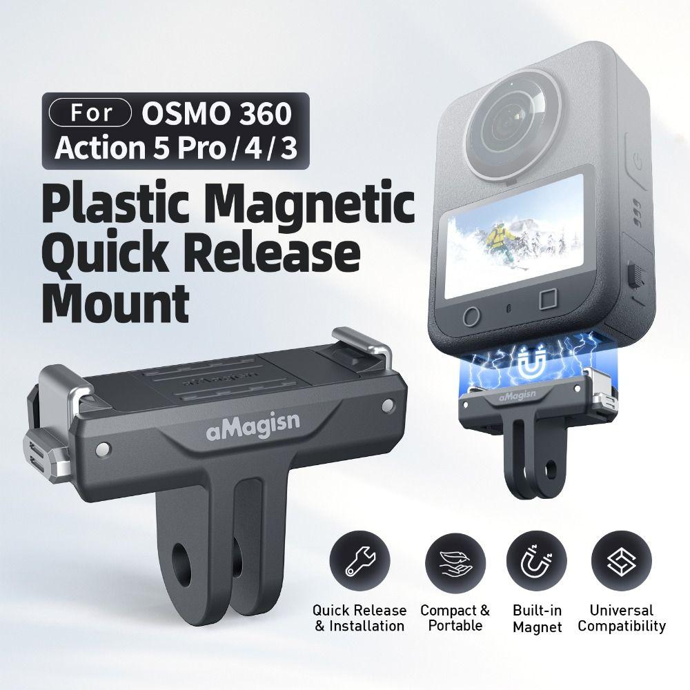 Quick Release Magnetic Mount Adapter for DJI Osmo 360/Action 5 Pro 3 4 Action Camera Accessories