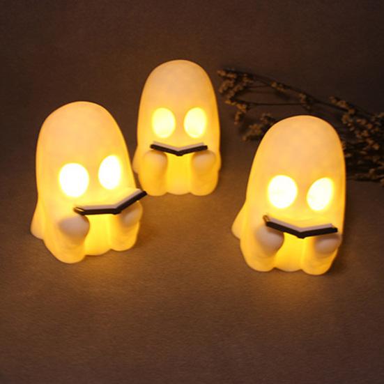 Halloween Ornament Cartoon Reading Ghost Pumpkin Shape Statue Waterproof Resin Figure Horror Themed Halloween Decor
