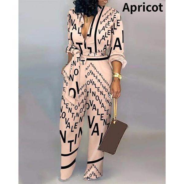 

Женский комбинезон на пуговицах с длинным рукавом и воротником с лацканами, комбинезон с широкими штанинами и поясом S