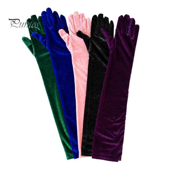 Masquerade Costume Gloves 1 Pair Velvet Opera Gloves, 1920s Long Elbow Length Sophisticated Evening Wear Accessories for Women, Stretch Wedding Party