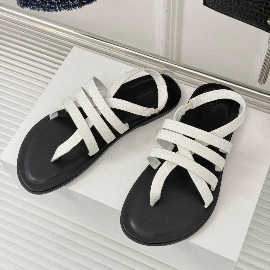 Sheepskin temperament hand-woven sandals 2025 new holiday style French flat Roman sandals casual cool slippers