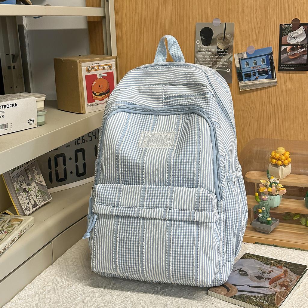 Schoolbag new striped backpack student schoolbag commuting sweet wind high value cute backpack simple small fresh schoolbag
