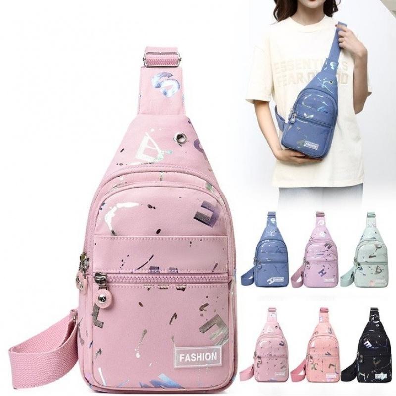 Women'S Chest Bags Geometric Print Oxford Cloth Casual Crossbody Bag Sports Travel Outdoor Chest Shoulder Bags