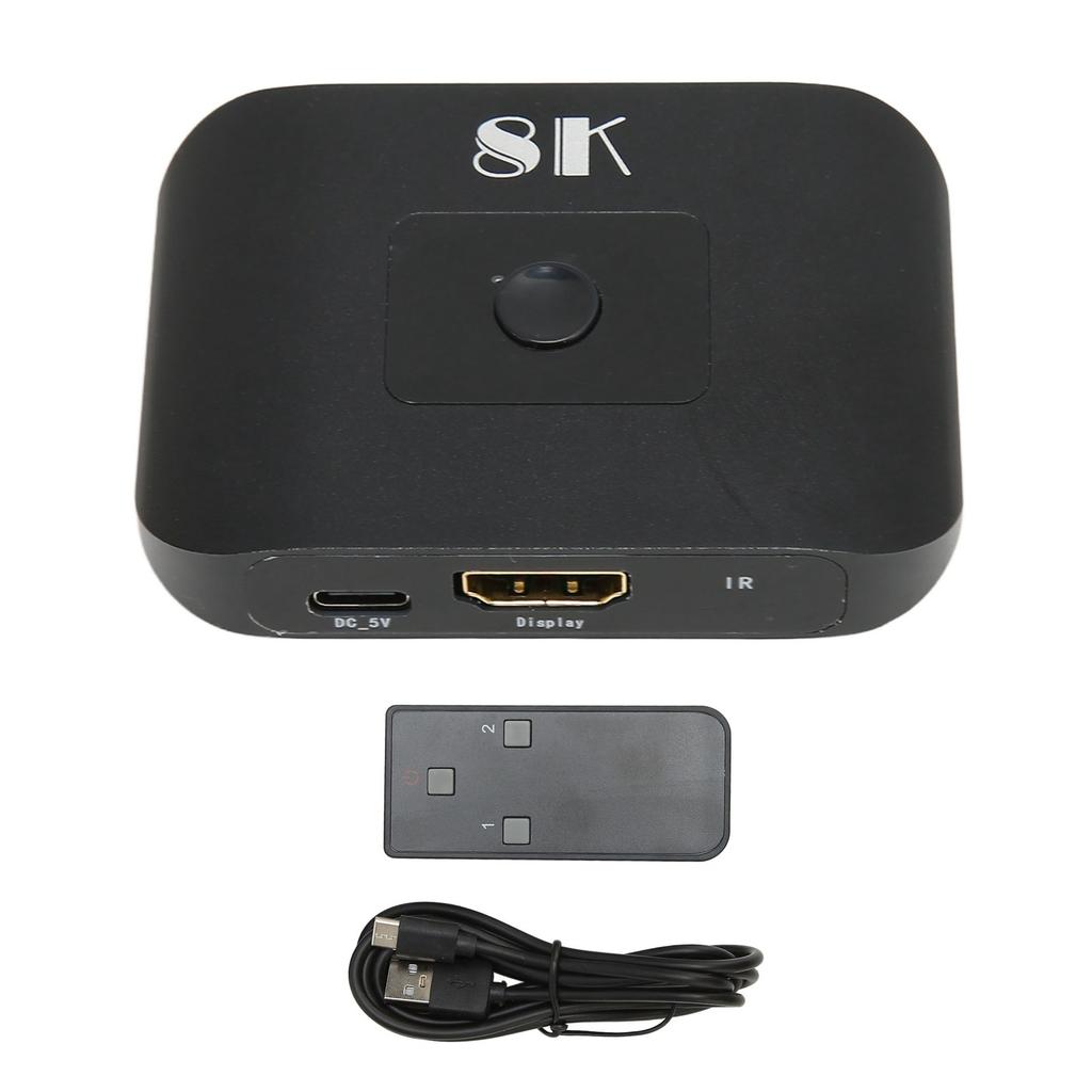 2x1 HD Multimedia Interface Switcher 2 in 1 Out 8K At 60Hz HD Multimedia Interface Splitter with Rem