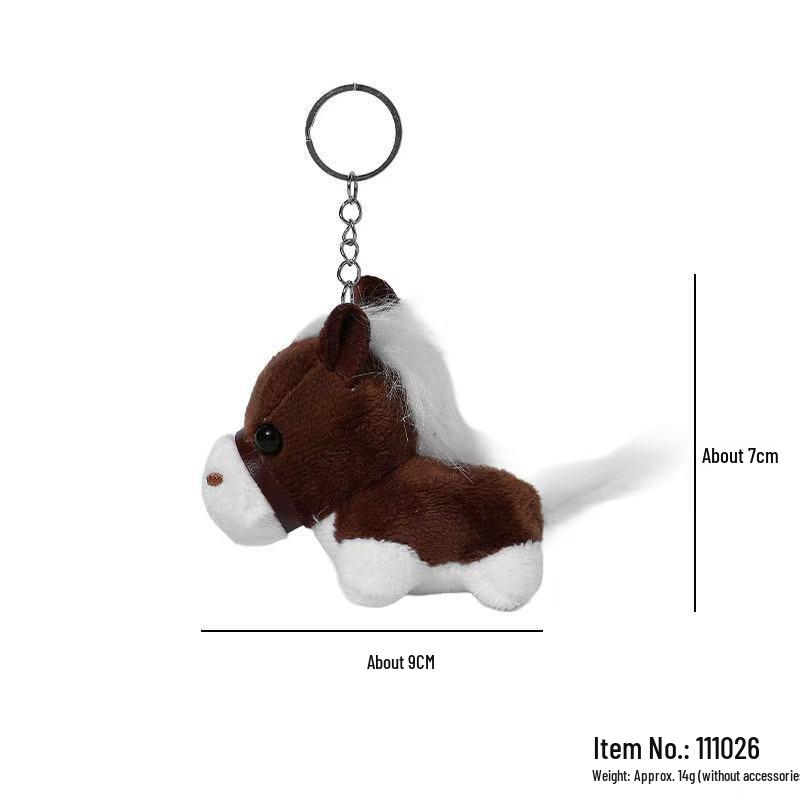 Multicolor Cartoon Pony Plush Keychain - Soft, Cute New Year Mascot Ornament for Backpack