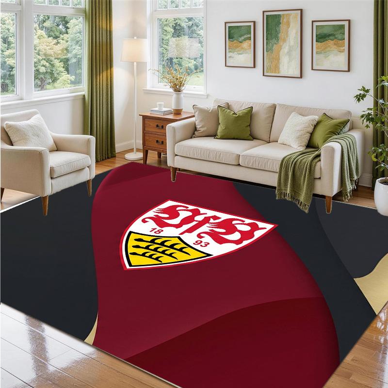 VfB Stuttgart Football Design Crystal Velvet Rug Soft Decorative Mat for Bedroom Entrance