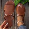 Plus Size 2024 Women's Woven Beach Slippers - Solid Color, Summer Collection