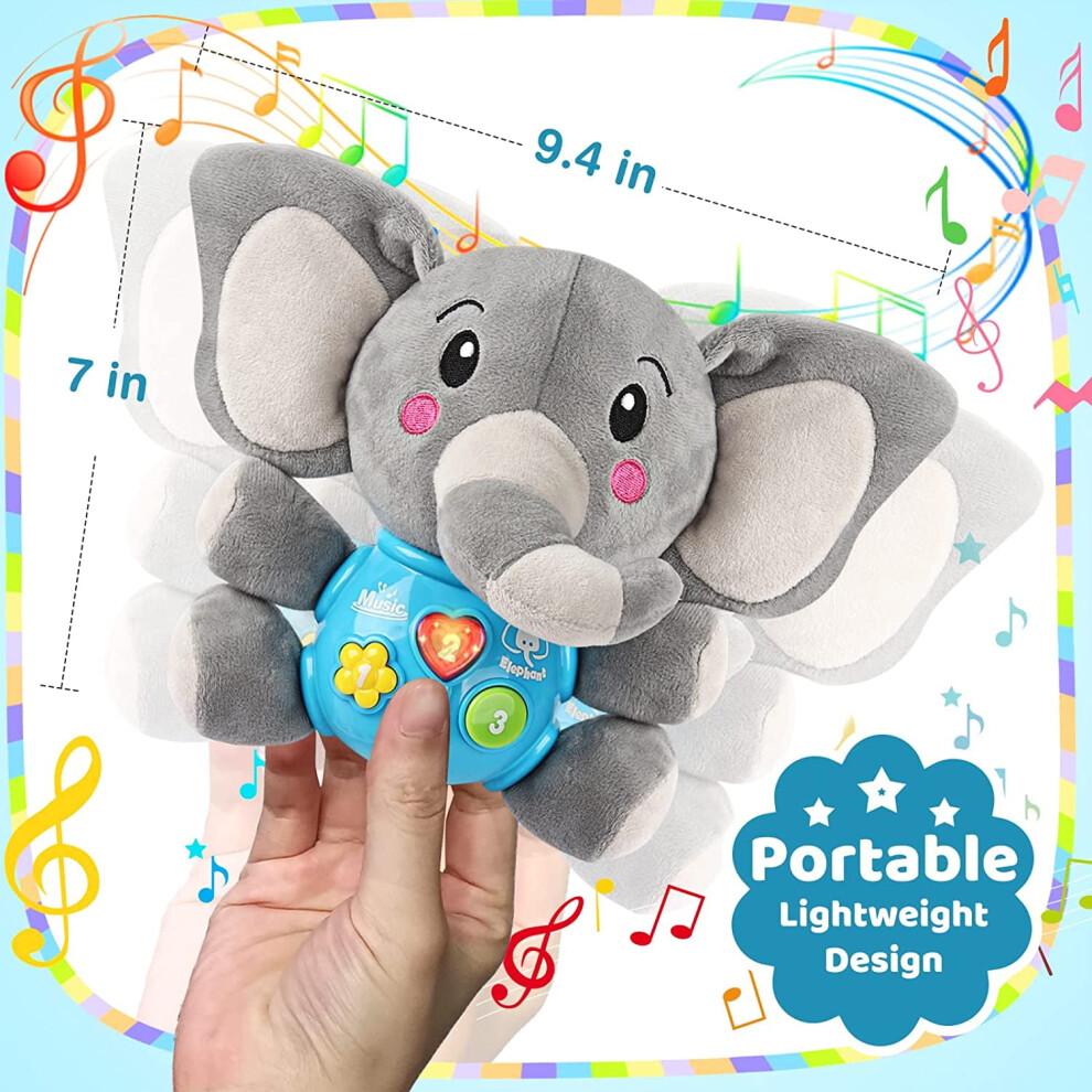 Plush Elephant Musical Baby Toy, Light-Up Stuffed Animal for 0-36 Months – Compatible with All Infant Ages