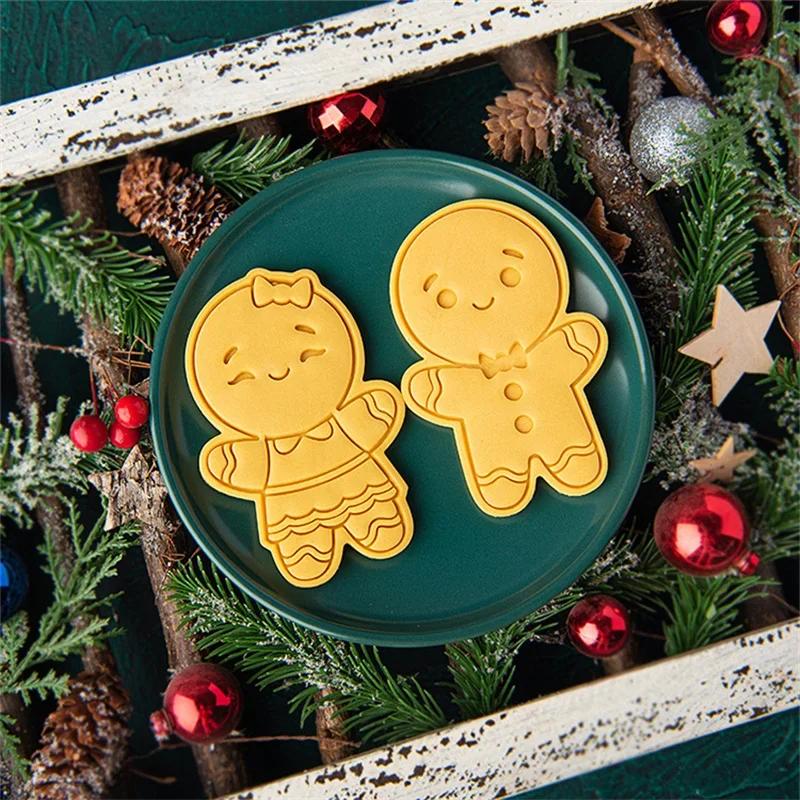 Large Christmas Gingerbread Man Cookie Cutter Mold Gingerbread Boy/Girl Biscuit Fondant Embosser Stamp DIY Party Cake Decoration