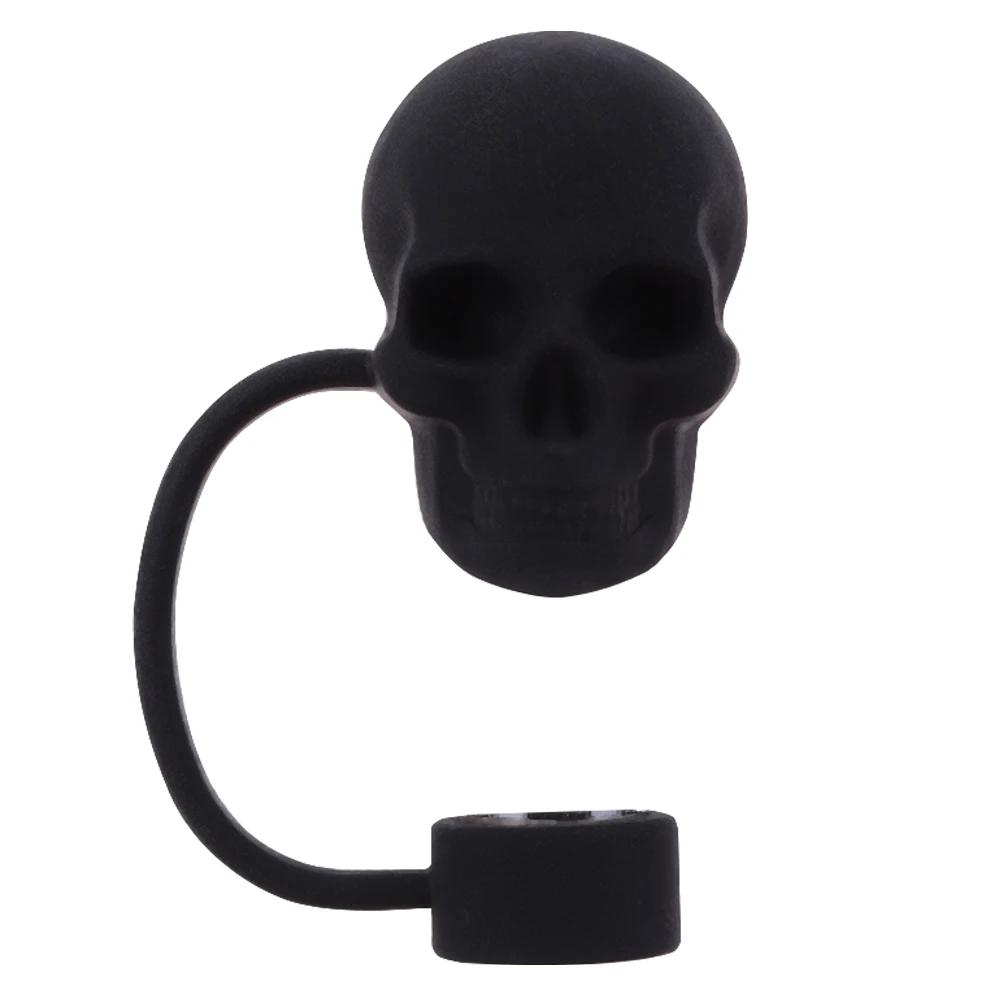 Silikon Süße Totenkopf Strohhalm-Abdeckungen 10mm Totenkopf-Form Strohhalm-Kappen Wiederverwendbare Halloween-Totenkopf Strohhalm-Aufsätze für Stanley 30&40 oz Becher