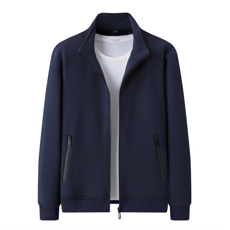 Men's Stand Collar Zip Up Jacket Solid Color Cotton Coat for Men Sweatshirt for Spring and Autumn, Youth Sportswear, Running Casual Loose Jacket
