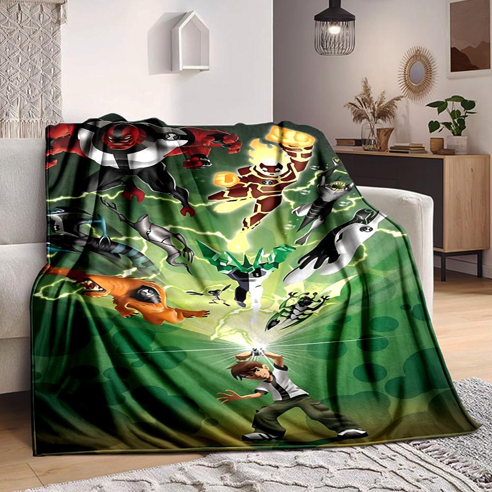 1 szt. Ben 10, Alien Force Koc Lekki Flanelowy Kocyk Na Kanapę, Łóżko, Podróż, Kemping, Salon, Biuro, Kanapę, Krzesło I Łóżko