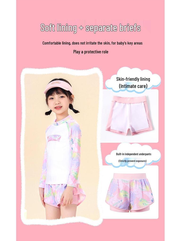 Dívčí konzervativní rychleschnoucí plavky s dlouhým rukávem (Styl 2025)