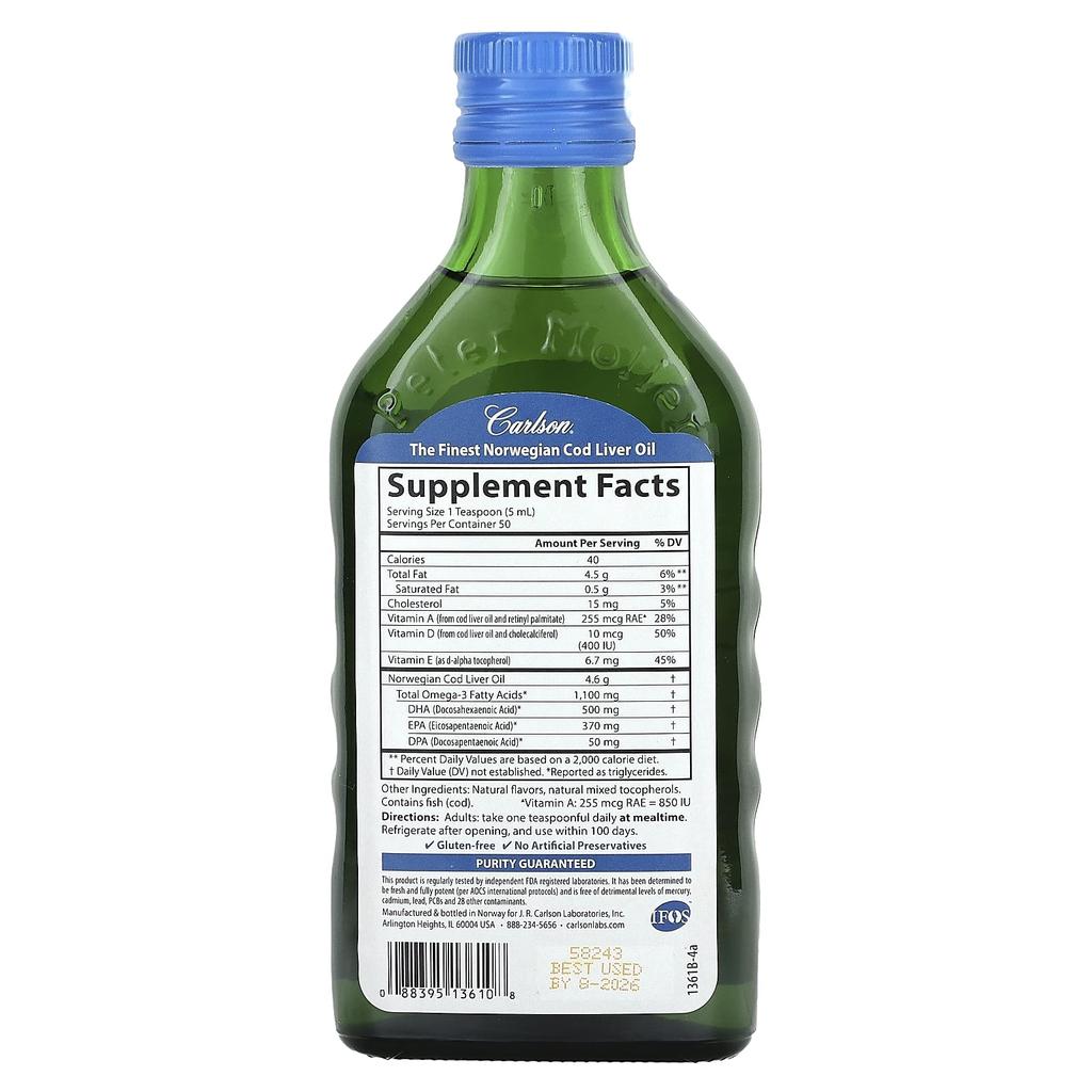 Norsk vill torskeleverolje, Fruktsprut, 250 ml (8.4 fl oz)