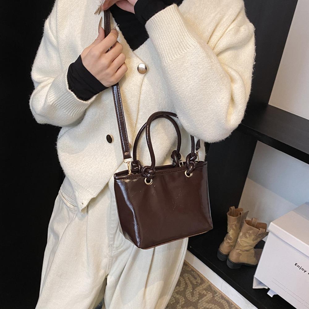 PU Leather Square Shoulder Bag Elegant Ladies Bucket Bag Casual Vintage Crossbody Bag  Outdoor