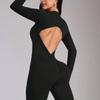 High-Intensity Zipper Long-Sleeve Yoga Bodysuit & Trousers Set