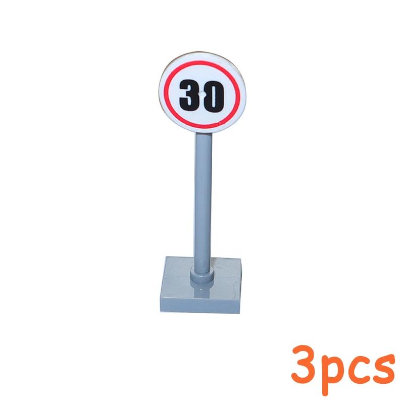Non-Toxic Moc City Traffic Lights Road Signs Roadblock Signal Light Speed Limit Diy Building Block Scene Construction Minifigs Accessories