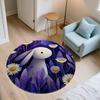 Flower Rabbit,Round Area Rug,Carpet Rug for Living Room Bedroom Sofa Playroom Decor,Non-slip Floor Mat