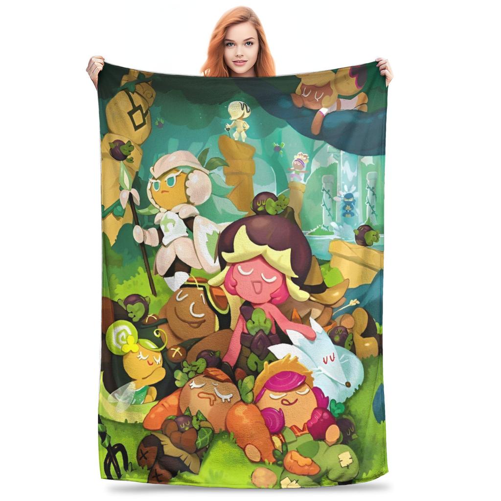 Black Pearl Cookie Flannel Blankets Cookie Run Kingdom Funny Throw Blankets for Home 200x150cm Bedspread