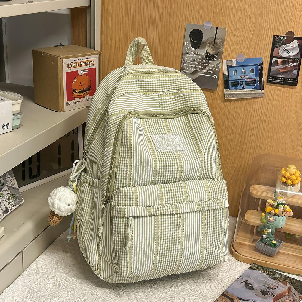 Schoolbag new striped backpack student schoolbag commuting sweet wind high value cute backpack simple small fresh schoolbag