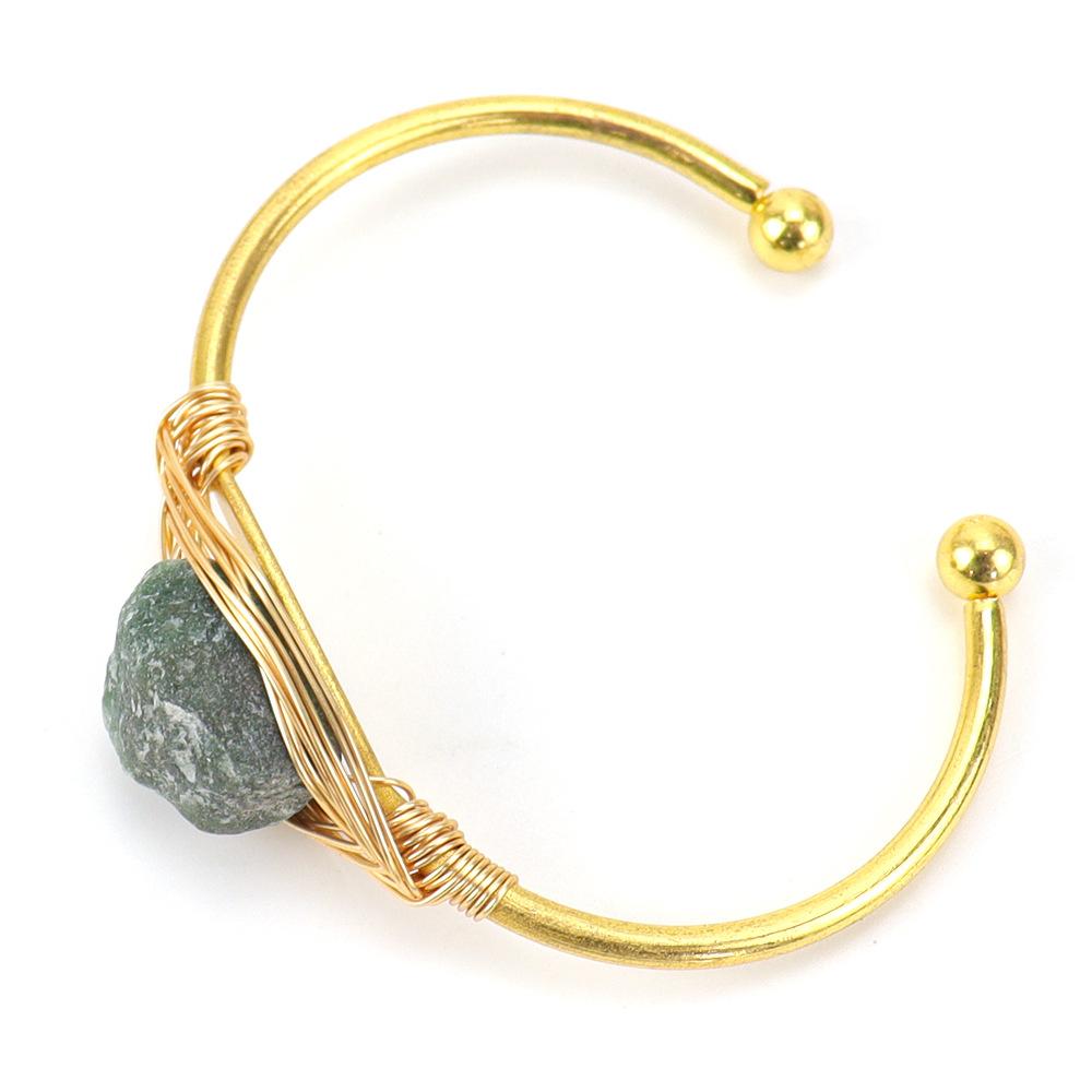 Handmade Gold Winding Natural Crystal Rough Stone Amethyst Bracelet, Bracelet Opening Adjustable B07