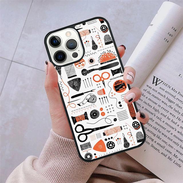 Nähmaschinenmuster Handyhülle Abdeckung Für iPhone 17 Air 16 15 14 Plus apple 16 11 12 13 Pro Max Hülle